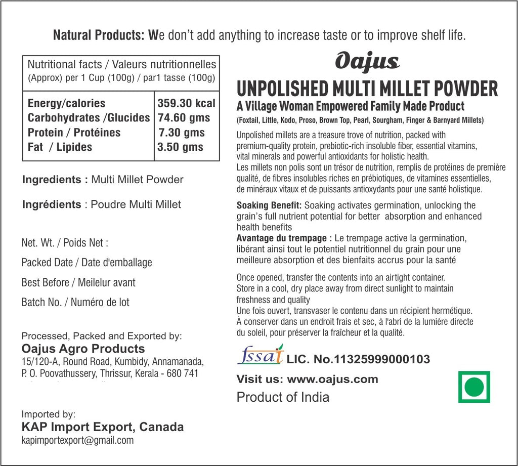 Oajus NUTRI Millet Powder (Baking & Shakes)